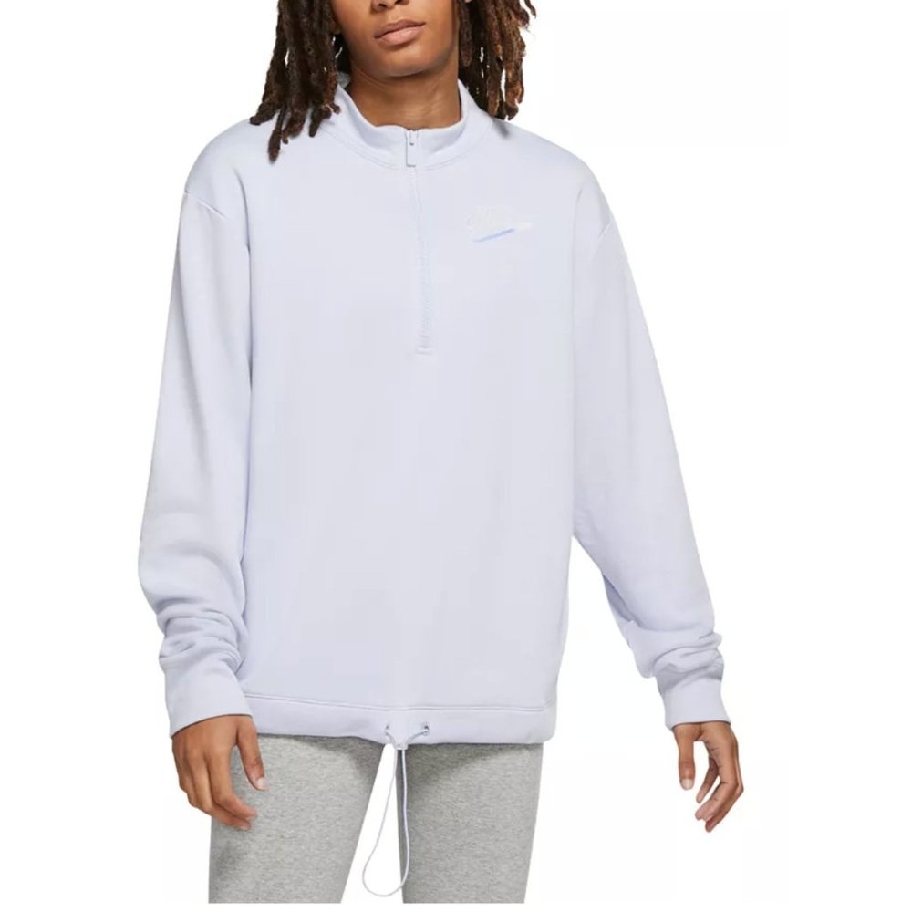 NWT Nike Women's Small Easy 1/2 Zip Fleece Pullover Sweatshirt Light Blue $65
